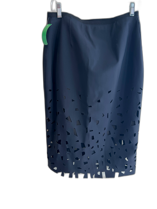 Elie Tahari Size 8 Black Nylon Blend Laser Cut Half Lined Pencil Skirt Black / 8