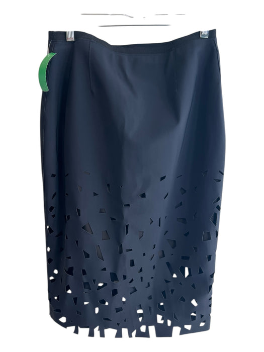 Elie Tahari Size 8 Black Nylon Blend Laser Cut Half Lined Pencil Skirt Black / 8