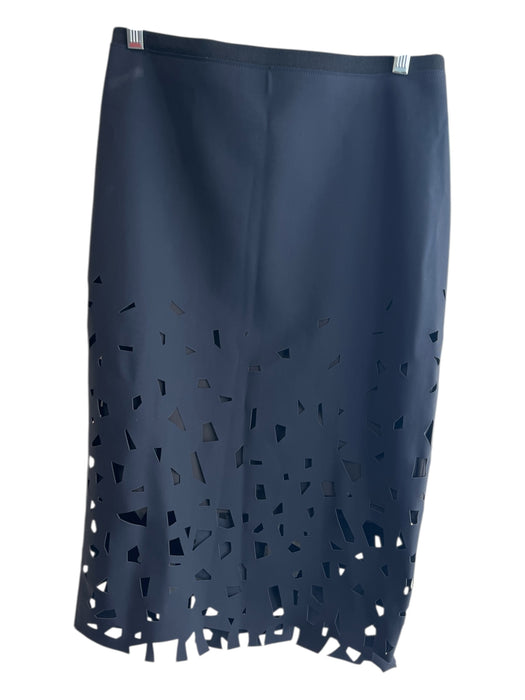 Elie Tahari Size 8 Black Nylon Blend Laser Cut Half Lined Pencil Skirt Black / 8