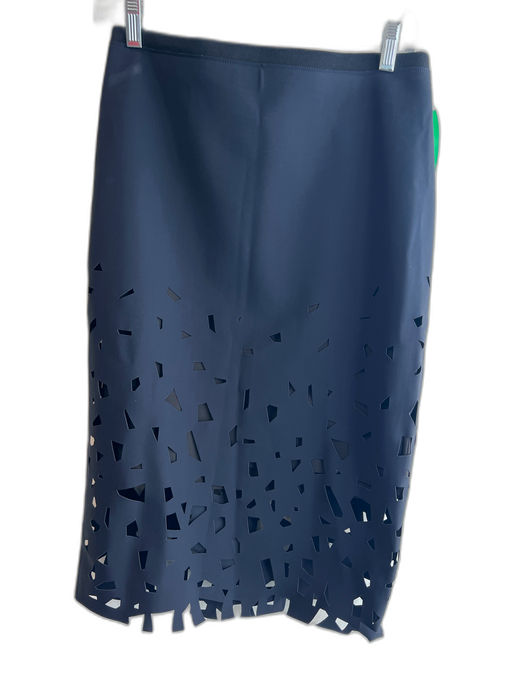 Elie Tahari Size 8 Black Nylon Blend Laser Cut Half Lined Pencil Skirt Black / 8