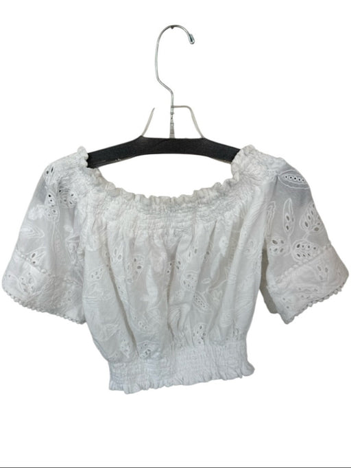Kasia Size Small White Cotton Eyelet Scrunch Cropped Top White / Small