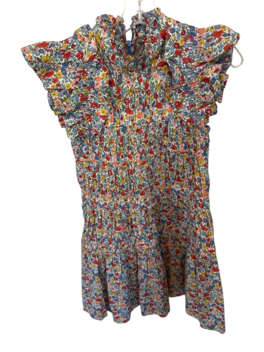 Sea New York Size S Red & Blue Cotton Flutter Sleeves Botanical Smocked Dress Red & Blue / S
