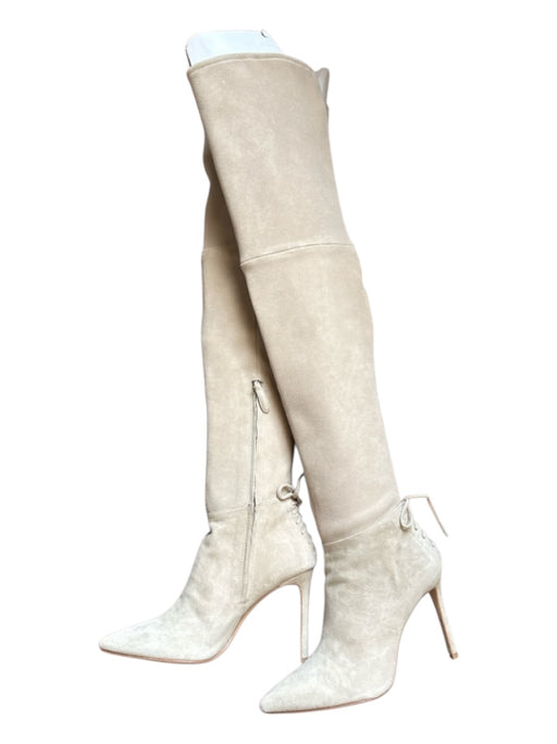 Pour la Victoire Shoe Size 8M Light Gray Suede Stiletto Thigh High Boots Light Gray / 8M