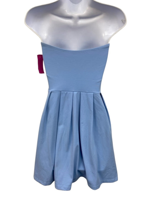 Susan Monaco Size S Sky Blue Nylon Blend Pleated Strapless Mini Dress Sky Blue / S