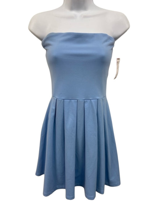 Susan Monaco Size S Sky Blue Nylon Blend Pleated Strapless Mini Dress Sky Blue / S