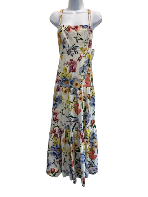 Farm Rio Size M Purple, Blue, Multi Linen & Viscose Spaghetti Strap Midi Dress Purple, Blue, Multi / M