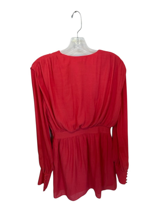 NBD Size Est Small Red Polyester Blend Long Sleeve Side Zip Blouson Mini Dress Red / Est Small