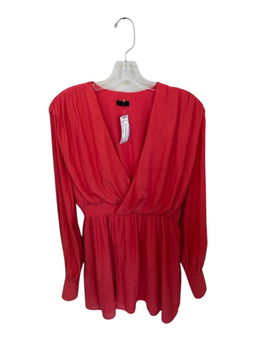 NBD Size Est Small Red Polyester Blend Long Sleeve Side Zip Blouson Mini Dress Red / Est Small
