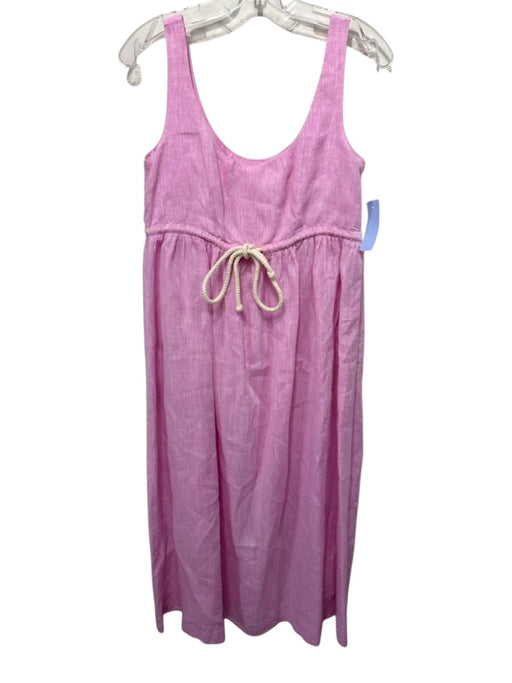 Pomander Place Size XS Pink Linen Drawstring Rope Maxi Dress Pink / XS
