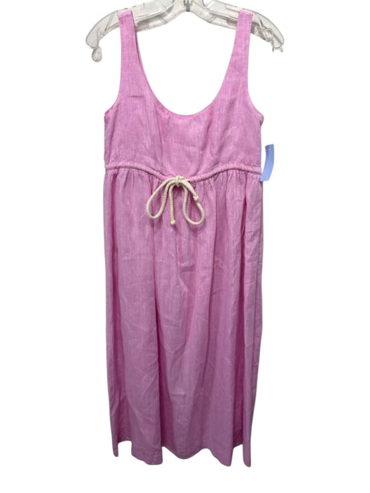 Pomander Place Size XS Pink Linen Drawstring Rope Maxi Dress Pink / XS
