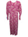 A.L.C. Size 00 Pink & Red Silk Blend Ruched Front Floral Long Sleeve Maxi Dress Pink & Red / 00