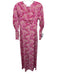 A.L.C. Size 00 Pink & Red Silk Blend Ruched Front Floral Long Sleeve Maxi Dress Pink & Red / 00