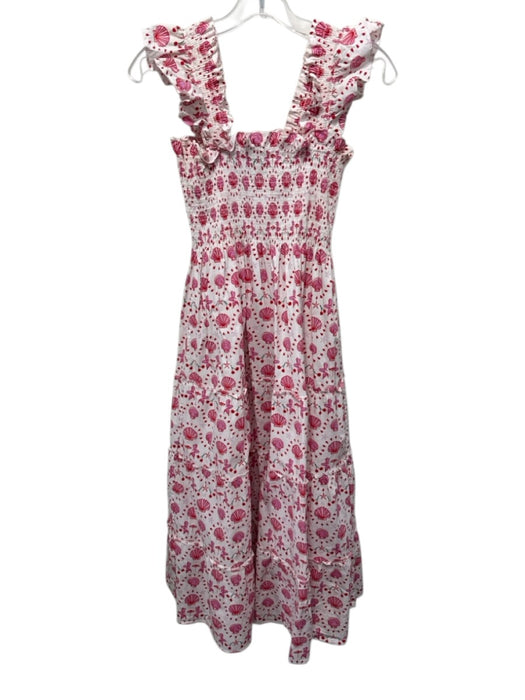 Hill House Size XS White, Pink, Red Cotton Smocked Bodice Seashell Maxi Dress White, Pink, Red / XS