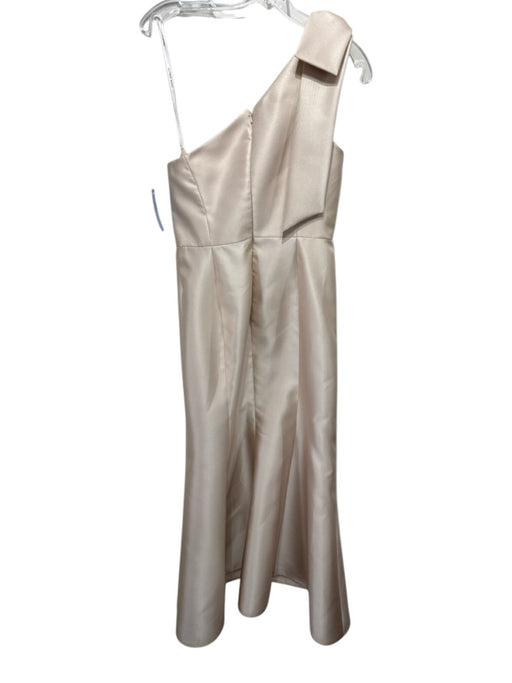Alfred Sung Size 4 Champagne Gold Polyester Satin One Shoulder Bow column Gown Champagne Gold / 4