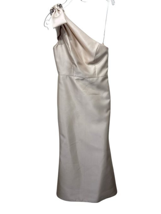 Alfred Sung Size 4 Champagne Gold Polyester Satin One Shoulder Bow column Gown Champagne Gold / 4
