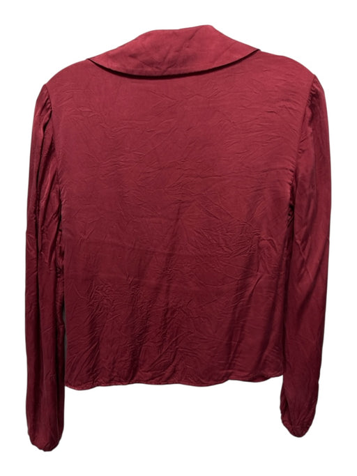 Jonathan Simkhai Size XS Red Cupro Satin Surplice Long Sleeve Twist Front Top Red / XS