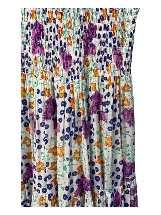 Oliphant Size Small White, purple & multi Cotton Sleeveless Floral Tiered Dress White, purple & multi / Small