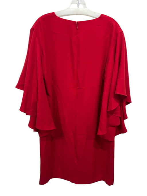 Lauren Ralph Lauren Black Size 14 Red Polyester Flare Sleeve V Neck Dress Red / 14