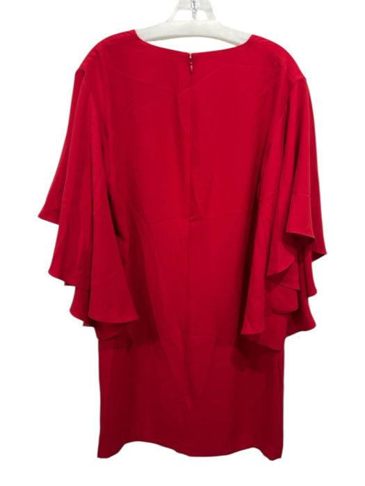 Lauren Ralph Lauren Black Size 14 Red Polyester Flare Sleeve V Neck Dress Red / 14