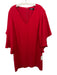 Lauren Ralph Lauren Black Size 14 Red Polyester Flare Sleeve V Neck Dress Red / 14