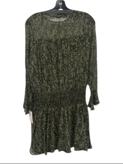 Shoshanna Size 4 Green & Taupe Silk Chiffon Overlay Pasley Smocked Waist Dress Green & Taupe / 4