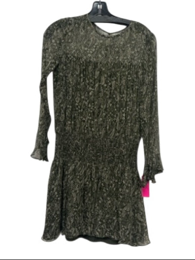 Shoshanna Size 4 Green & Taupe Silk Chiffon Overlay Pasley Smocked Waist Dress Green & Taupe / 4