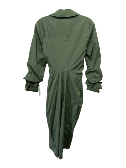 Veronica Beard Size 2 Army Green Cotton Blend Long Scrunch Sleeve V Neck Dress Army Green / 2
