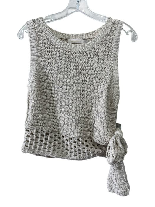Ramy Brook Size M Beige & Gold Cotton Blend Metallic Thread Sleeveless Knit Top Beige & Gold / M