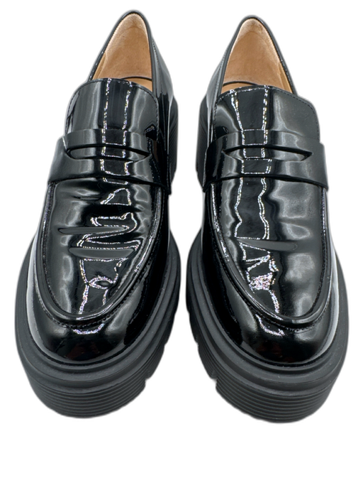 Stuart Weitzman Shoe Size 7.5 Black Synthetic Leather Patent Penny Loafers Black / 7.5
