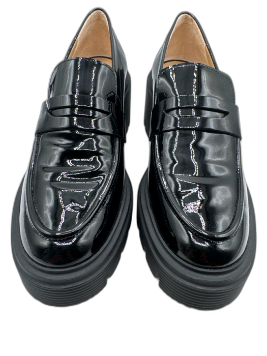 Stuart Weitzman Shoe Size 7.5 Black Synthetic Leather Patent Penny Loafers Black / 7.5