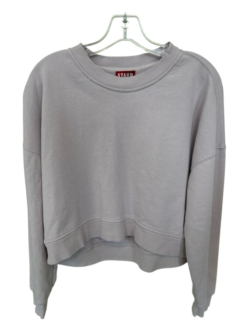 Staud Size S Purple Cotton Long Sleeve Cropped Crew Neck Sweatshirt Purple / S