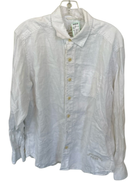 Tommy Bahama Size S White Linen Button Down Collar Long Sleeve Top White / S
