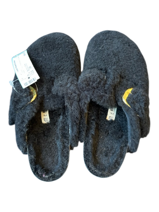 Birkenstock Shoe Size 38 Black Fuzzy Front Buckle Clog Slippers Black / 38