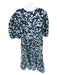 Oliphant Size XL Navy & Cream Cotton Long Balloon Sleeve dots V Neck Maxi Dress Navy & Cream / XL