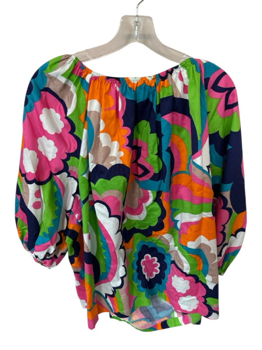 Trina Turk Size Est xl Multi Color Cotton Neck Application Floral Shirt Multi Color / Est xl