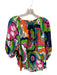 Trina Turk Size Est xl Multi Color Cotton Neck Application Floral Shirt Multi Color / Est xl