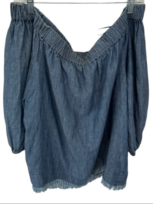 Trina Turk Size XL Blue Lyocell Denim Off Shoulder Top Blue / XL