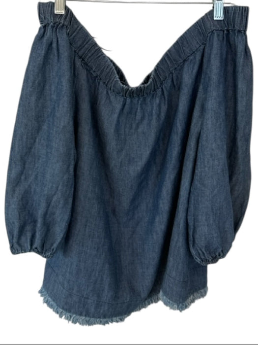 Trina Turk Size XL Blue Lyocell Denim Off Shoulder Top Blue / XL