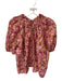 J Crew Size XL Brown & Pink Cotton Puff Sleeves Splotch Print Neck Tie Shirt Brown & Pink / XL