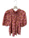 J Crew Size XL Brown & Pink Cotton Puff Sleeves Splotch Print Neck Tie Shirt Brown & Pink / XL