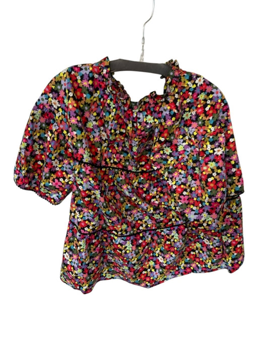 Crosby Size XL Multi Cotton Floral Puff Ball Detail Blouse Shirt Multi / XL