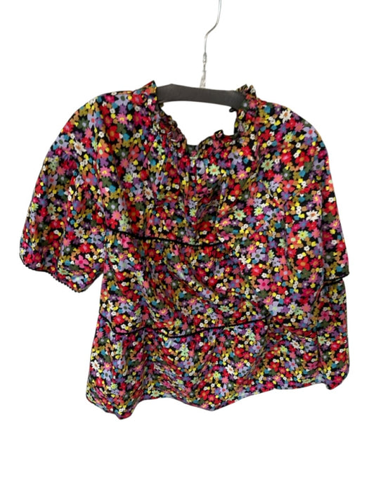 Crosby Size XL Multi Cotton Floral Puff Ball Detail Blouse Shirt Multi / XL