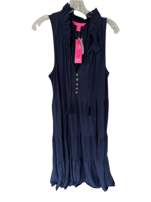 Lily Pulitzer Size XL Navy Cotton Tassle Ties Maxi Dress Navy / XL
