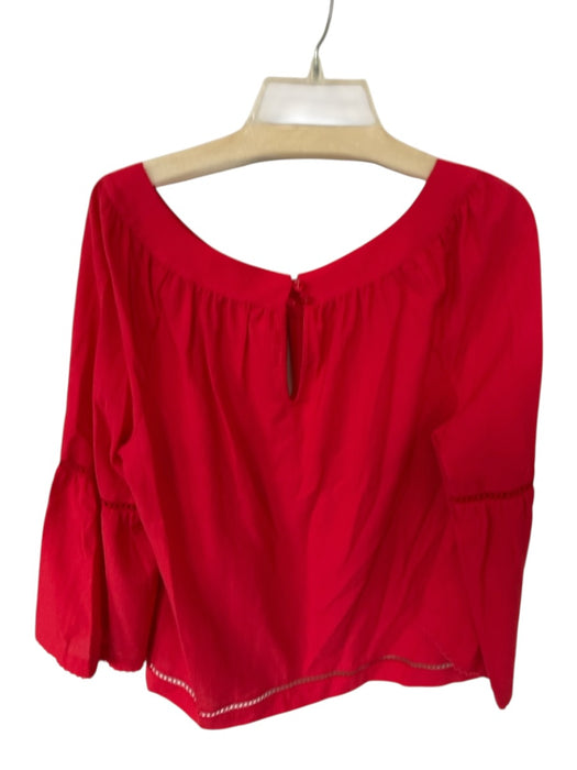 Trina By Trina Turk Size XL Red Cotton & Rayon Lace Cut Out boat neck Top Red / XL