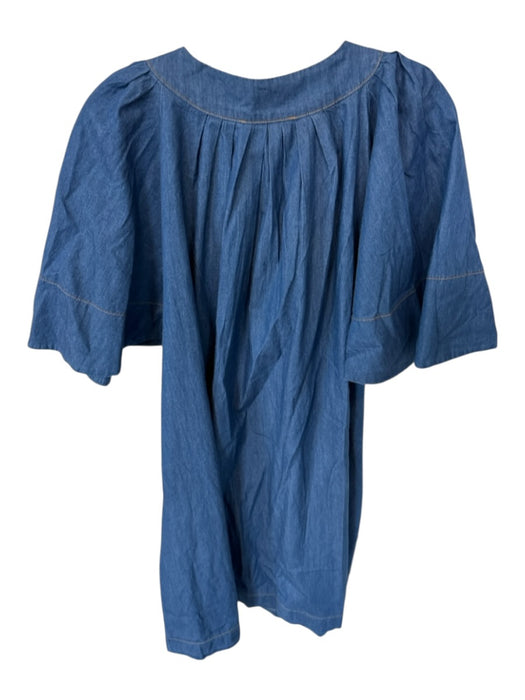 Pomander Place Size XXL Blue Cotton V Neck Mini Dress Blue / XXL