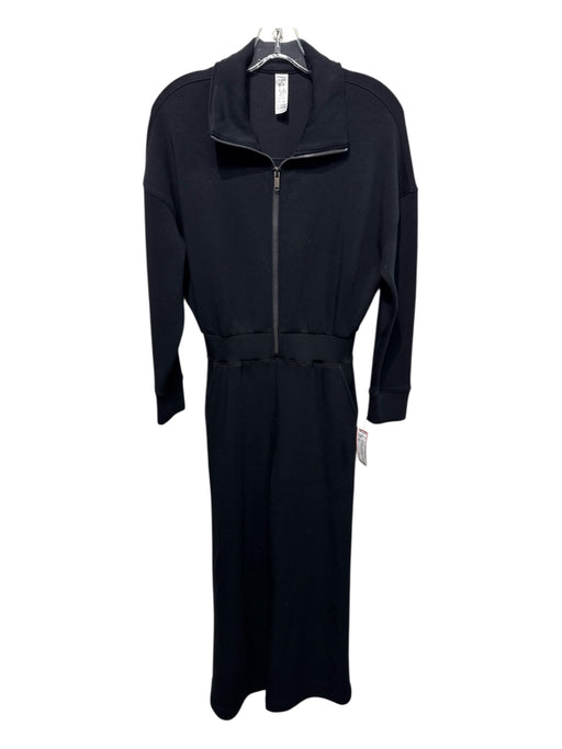 Spanx Size XS Black Modal Zipper Elastic Waist Wide Leg Long Sleeve Jumpsuit Black / XS