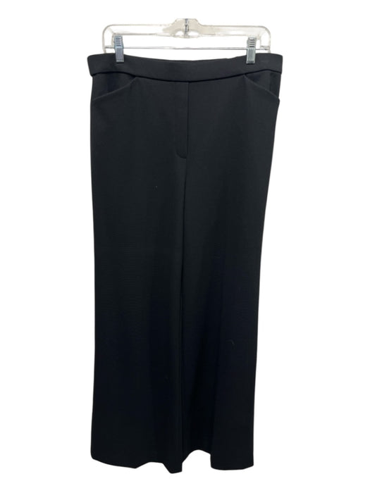 Theory Size 12 Black Nylon Blend High Rise Textured Elastic Waist Wide Leg Pants Black / 12