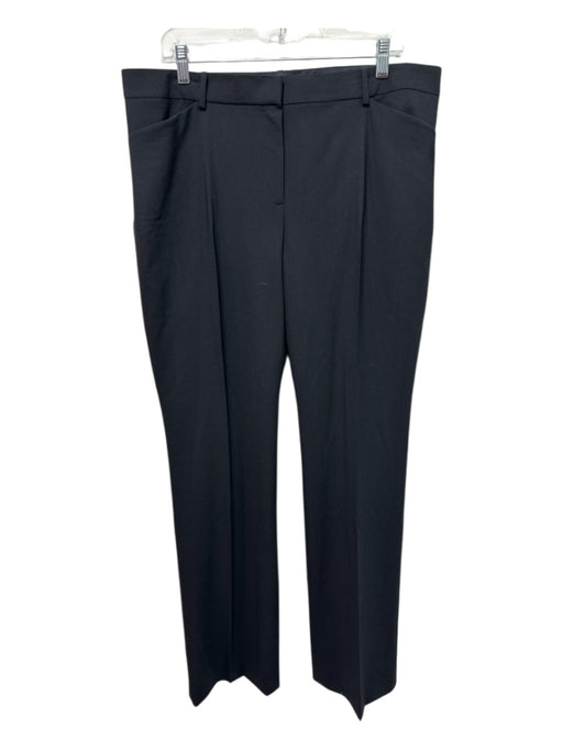 Theory Size 14 Black Wool Blend High Rise Solid Front Pleat Slim Ankle Pants Black / 14