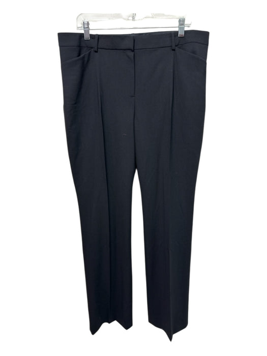 Theory Size 14 Black Wool Blend High Rise Solid Front Pleat Slim Ankle Pants Black / 14