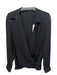 Theory Size L Black Silk Long Sleeve Solid Plunge Neck Top Black / L
